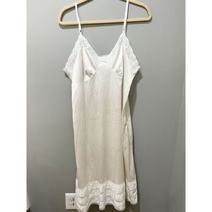 Adonna Womens Lace Chemise Night Gown White 40 Pullover Adjustable Slip Dress